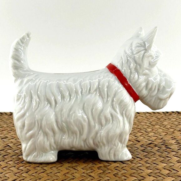 Knobler West Highland White Scottish Terrier Piggy Bank.  6" L x 5" H x 2 1/2" W - Picture 2 of 7